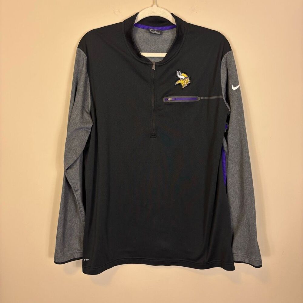 NFL Nike Dri-Fit Minnesota Vikings Football Black Quarter Zip Pullover Men's XL